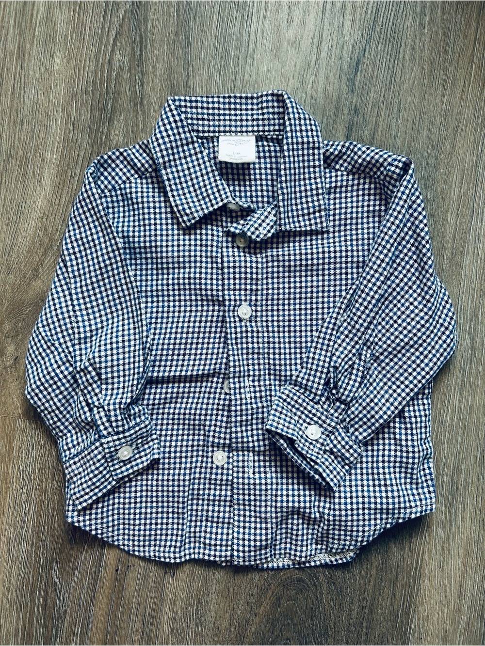 Starting Out Navy and White Gingham Button-Up Shirt
